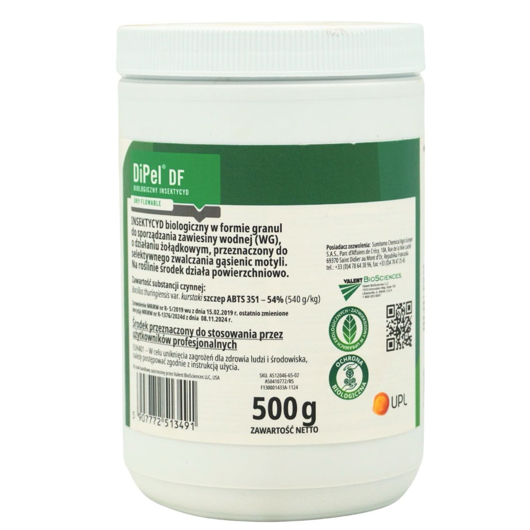 Opakowanie Dipel DF 0,5 kg, biologiczny insektycyd