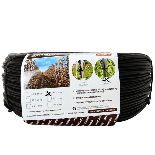 Wężyk sadowniczy czarny 4 mm, rolka 5 kg