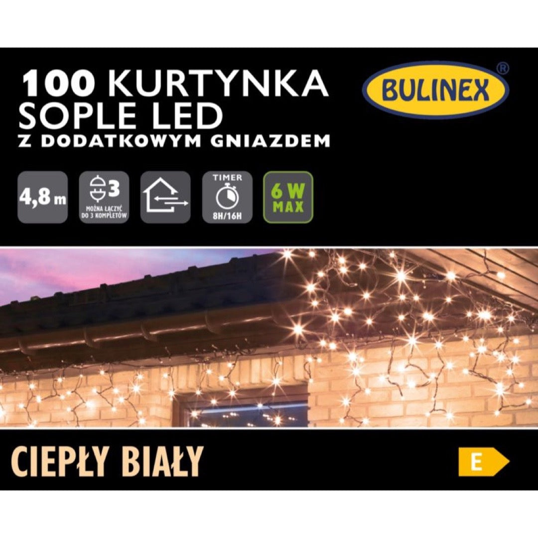 Lampki LED kurtynka sople 100 diod, 2 wersje