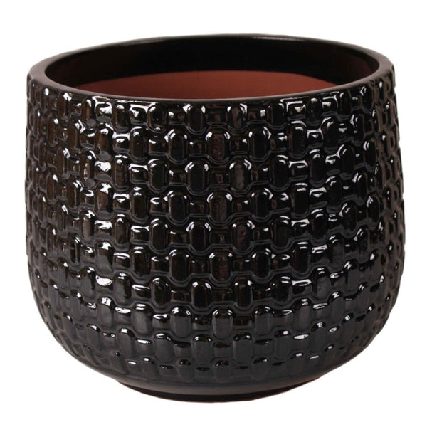 Donica ceramiczna szkliwiona Cermax 4998, czarna, 3 rozmiary