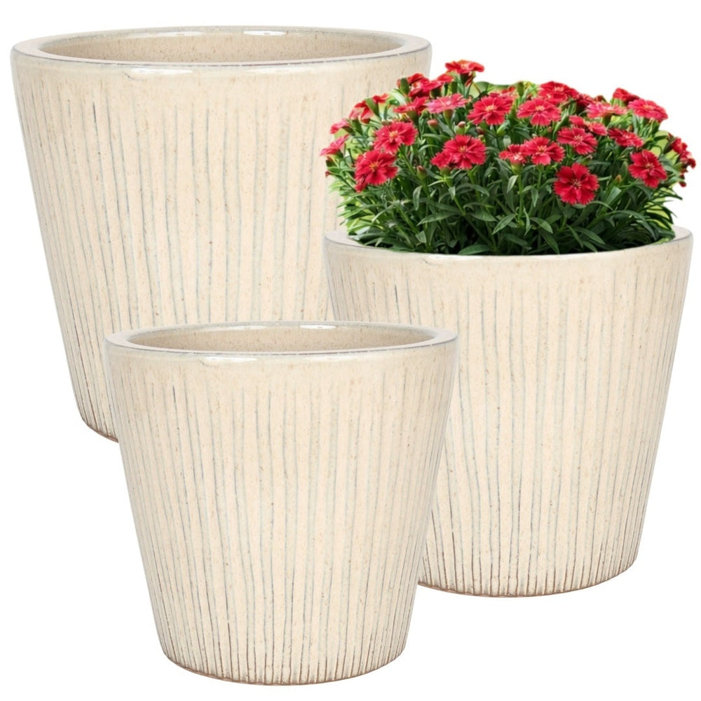 Donica ceramiczna szkliwiona Cermax 4999, krem, 3 rozmiary
