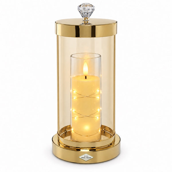 Lampion Glamour ze szklaną tubą, wersja złota