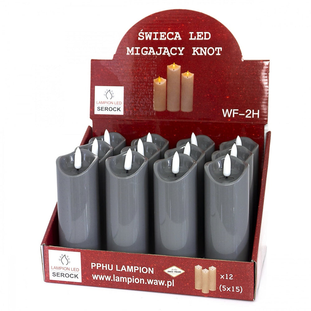 Świeca LED WF2H, szara, 15 cm