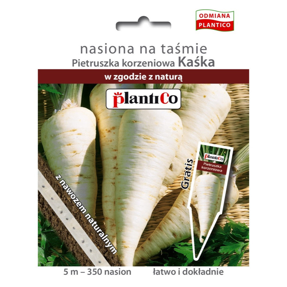 Pietruszka korzeniowa Kaśka PlantiCo, nasiona na taśmie z nawozem, 5 m