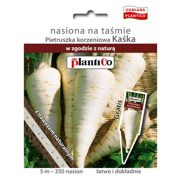 Pietruszka korzeniowa Kaśka PlantiCo, nasiona na taśmie z nawozem, 5 m