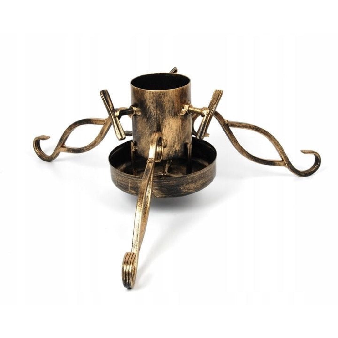 Stojak pod choinkę, złoty metalowy