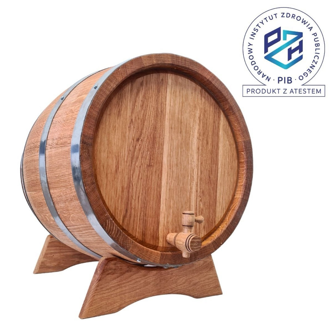 Beczka dębowa 50 l z kranem na podstawce