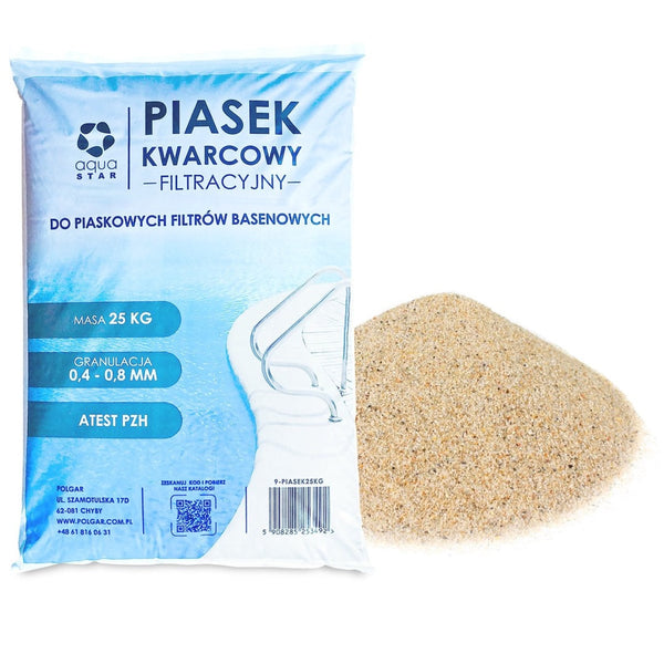 Piasek kwarcowy filtracyjny 0,4 do 0,8 mm, worek 25 kg