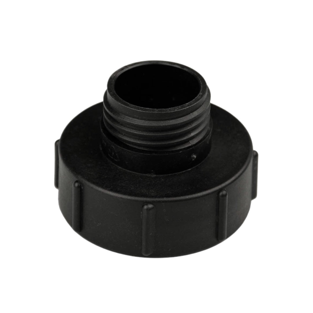 Czarny adapter 2 x 1 cal do beczki IBC 1000 litrów z szerokim gwintem
