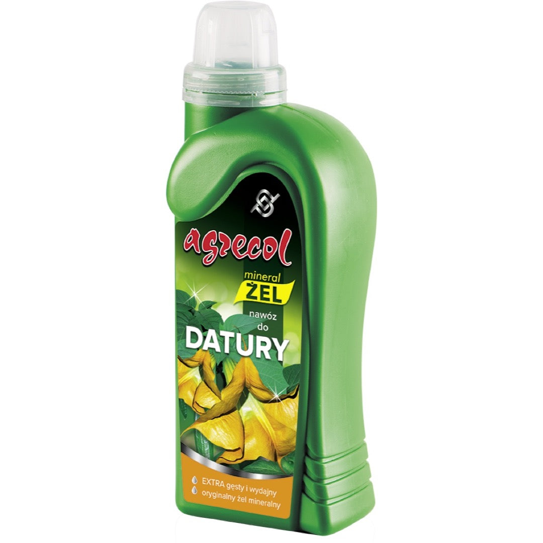 Butelka 0,5 l nawozu Agrecol Mineral żel do datury z przezroczystą nakrętką-miarką