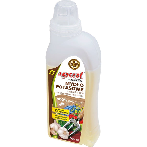 Butelka 500 ml mydła potasowego ogrodniczego Agrecol Natura z ekstraktem z czosnku