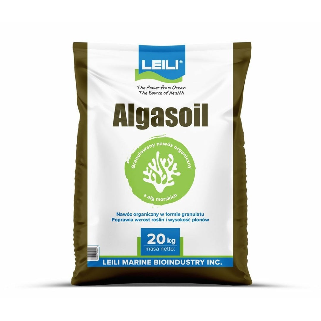 Worek 20 kg granulowanego nawozu organicznego Algasoil z alg morskich firmy Leili
