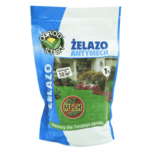Opakowanie 1 kg nawozu Żelazo Antymech Ogród Start na mech w trawniku