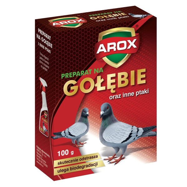 Czerwone pudełko Arox preparat na gołębie i inne ptaki 100 g