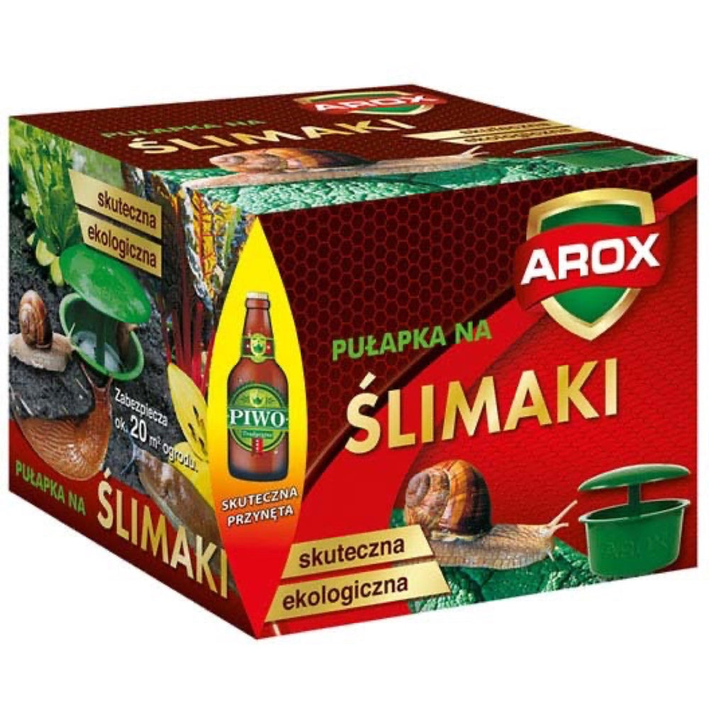Opakowanie Arox pułapka na ślimaki z zieloną pułapką do wkopania w ziemię
