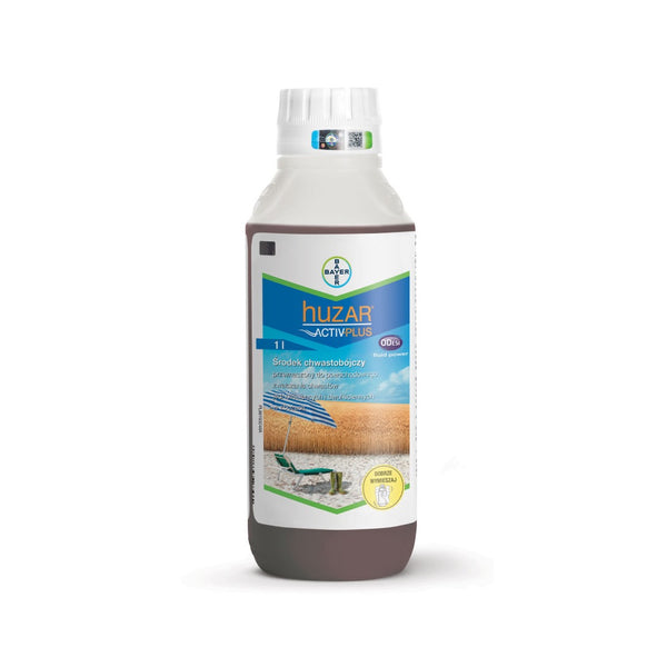 Butelka 1 l herbicydu Huzar Activ Plus firmy Bayer do zbóż