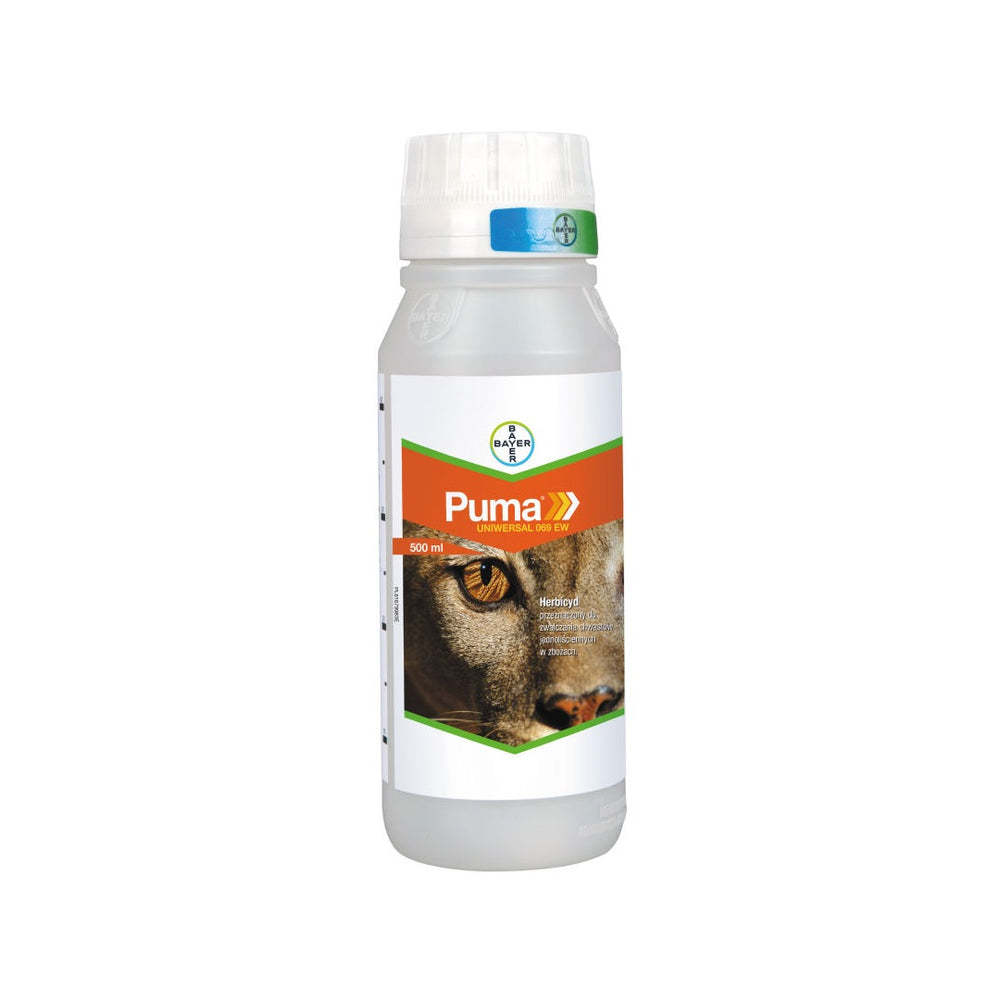 Butelka 0,5 l herbicydu Puma Uniwersal 069 EW firmy Bayer