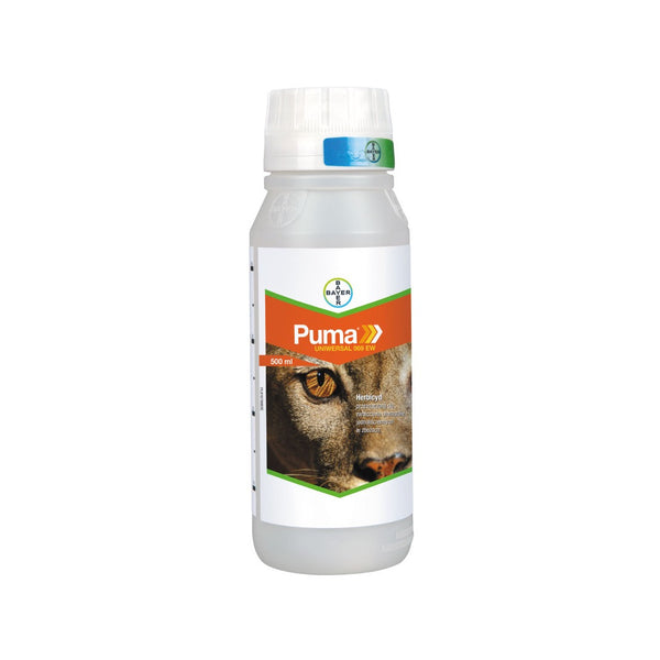 Butelka 0,5 l herbicydu Puma Uniwersal 069 EW firmy Bayer