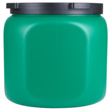 Zielona beczka plastikowa z czarną pokrywą Planta 60 l na białym tle
