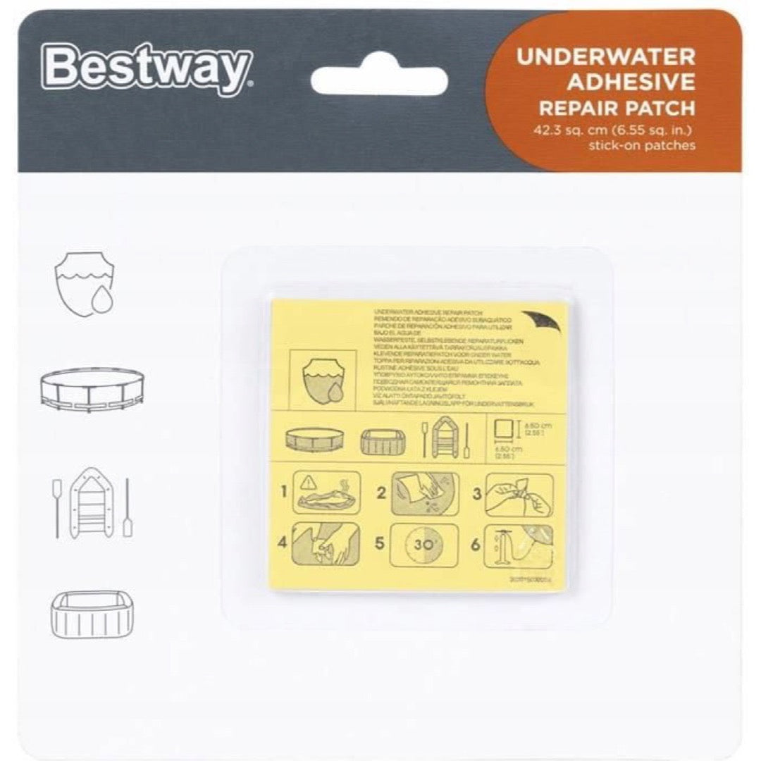 Opakowanie zestawu łatek naprawczych Bestway 62091 na białym tle