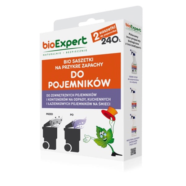 Opakowanie bioExpert Bio saszetki na przykre zapachy do pojemników na odpady, 2 saszetki na pojemnik 240 l