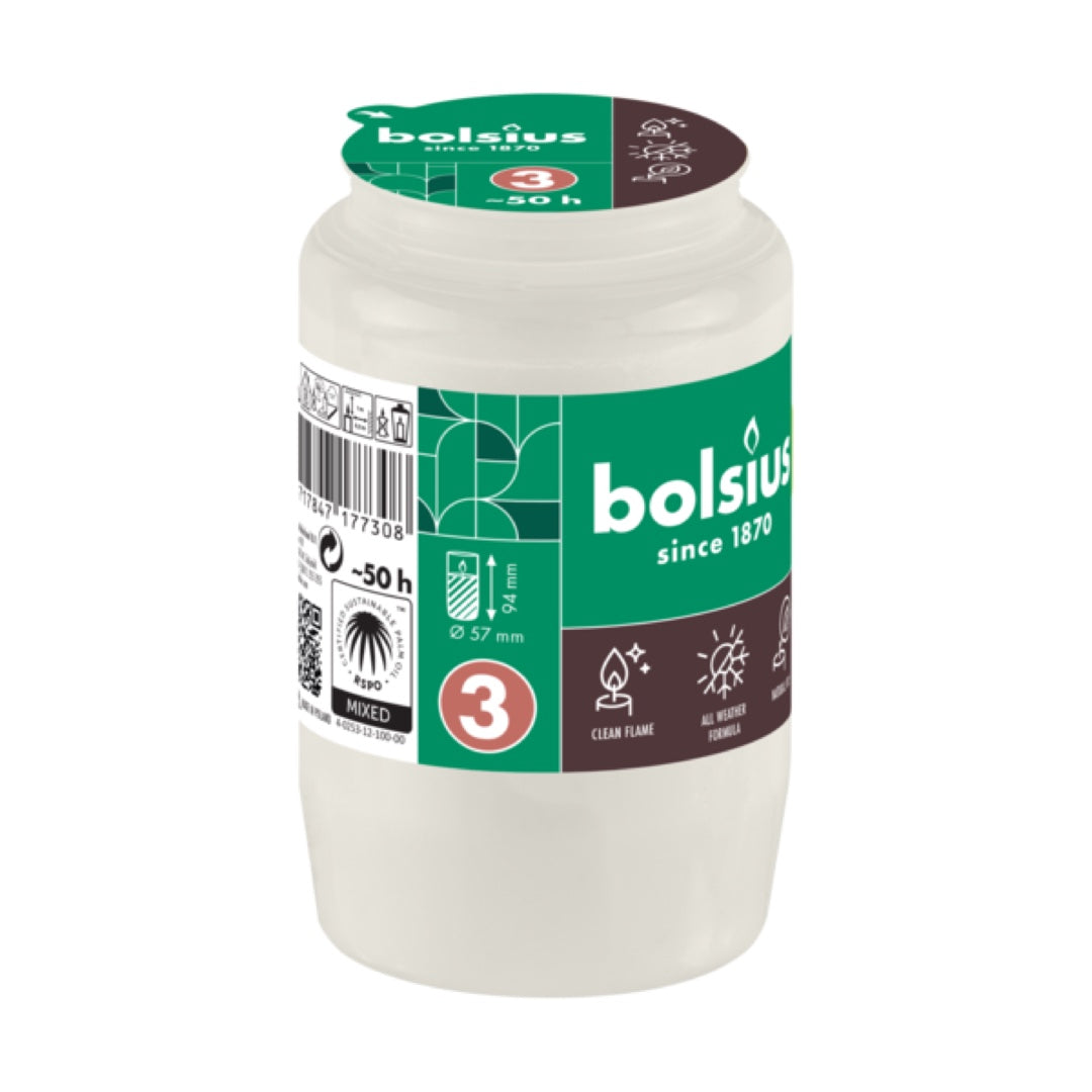 Wkład olejowy Bolsius nr 3, 3 dni, na białym tle