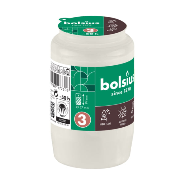 Wkład olejowy Bolsius nr 3, 3 dni, na białym tle