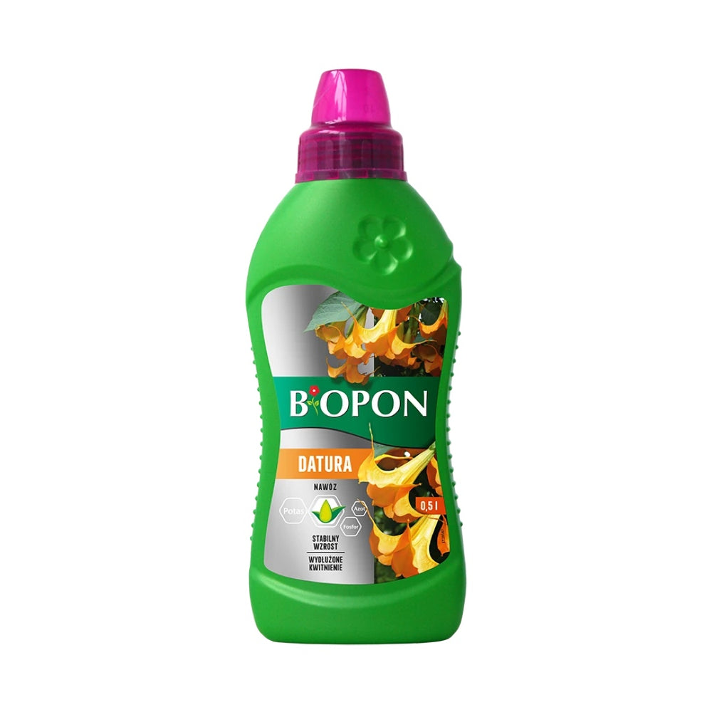 Butelka 0,5 l nawozu Biopon do datury z miarką w nakrętce