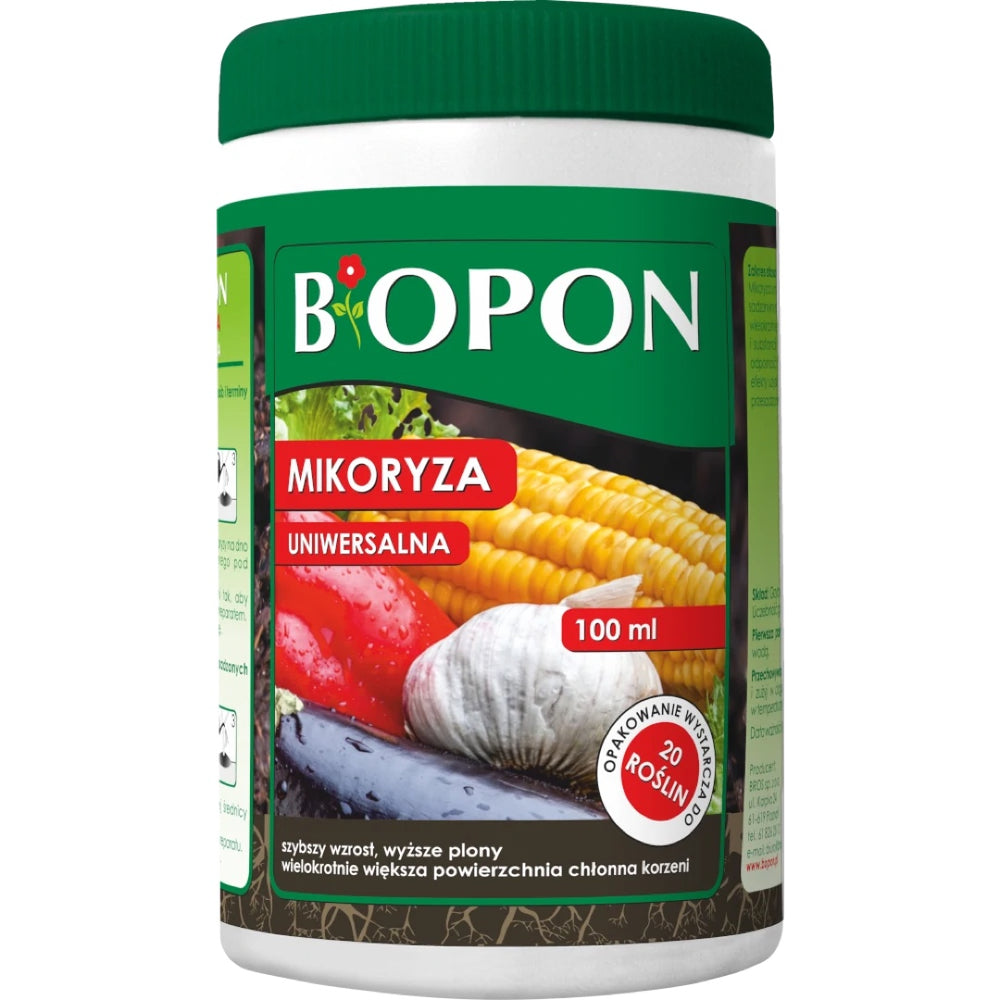 Bopon Mikoryza uniwersalna 100 ml, biały pojemnik z zielonym wieczkiem na białym tle