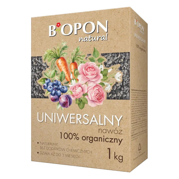 Opakowanie 1 kg uniwersalnego nawozu organicznego Bopon Natural w granulacie