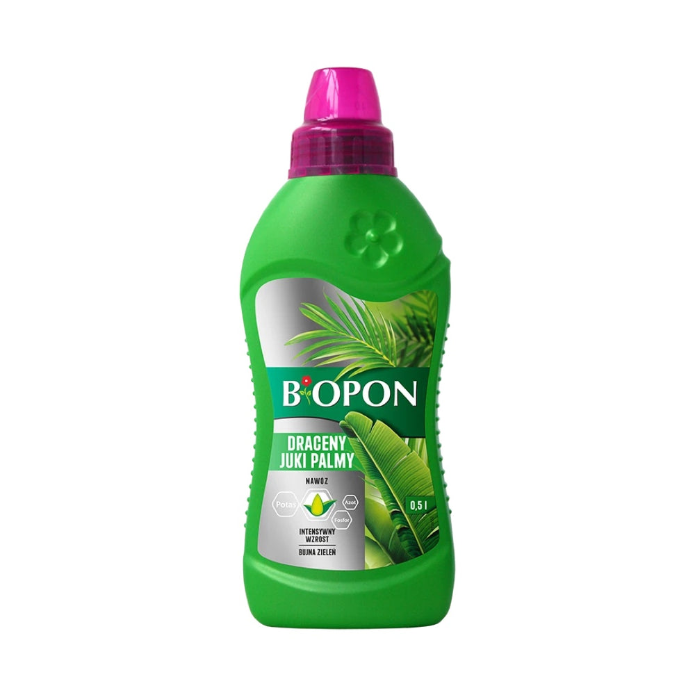 Butelka Bopon nawóz do dracen, juk i palm w płynie 0,5 l na białym tle