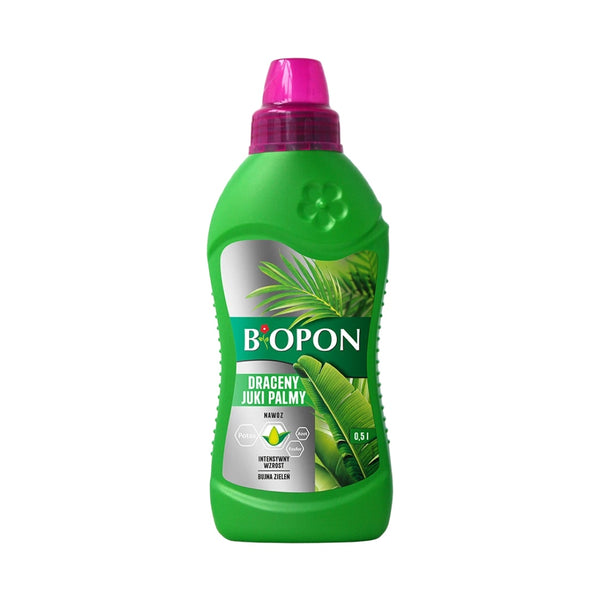Butelka Bopon nawóz do dracen, juk i palm w płynie 0,5 l na białym tle