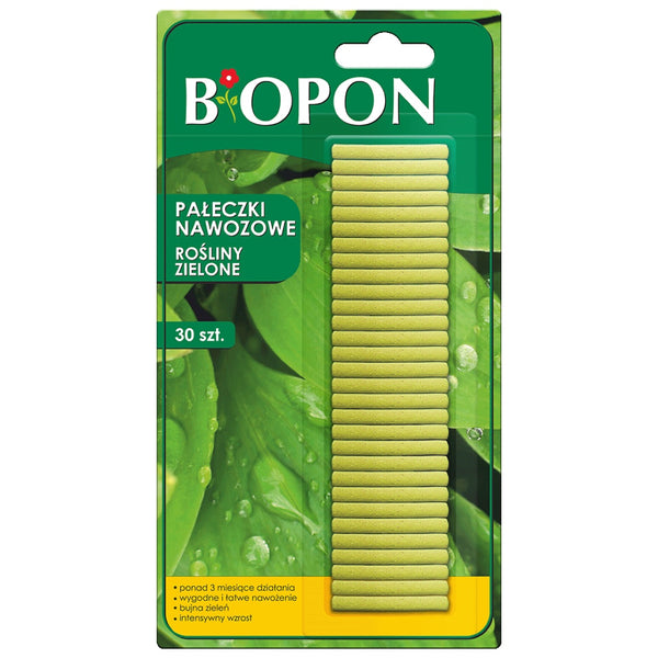 Blister z 30 pałeczkami nawozowymi Biopon do roślin zielonych