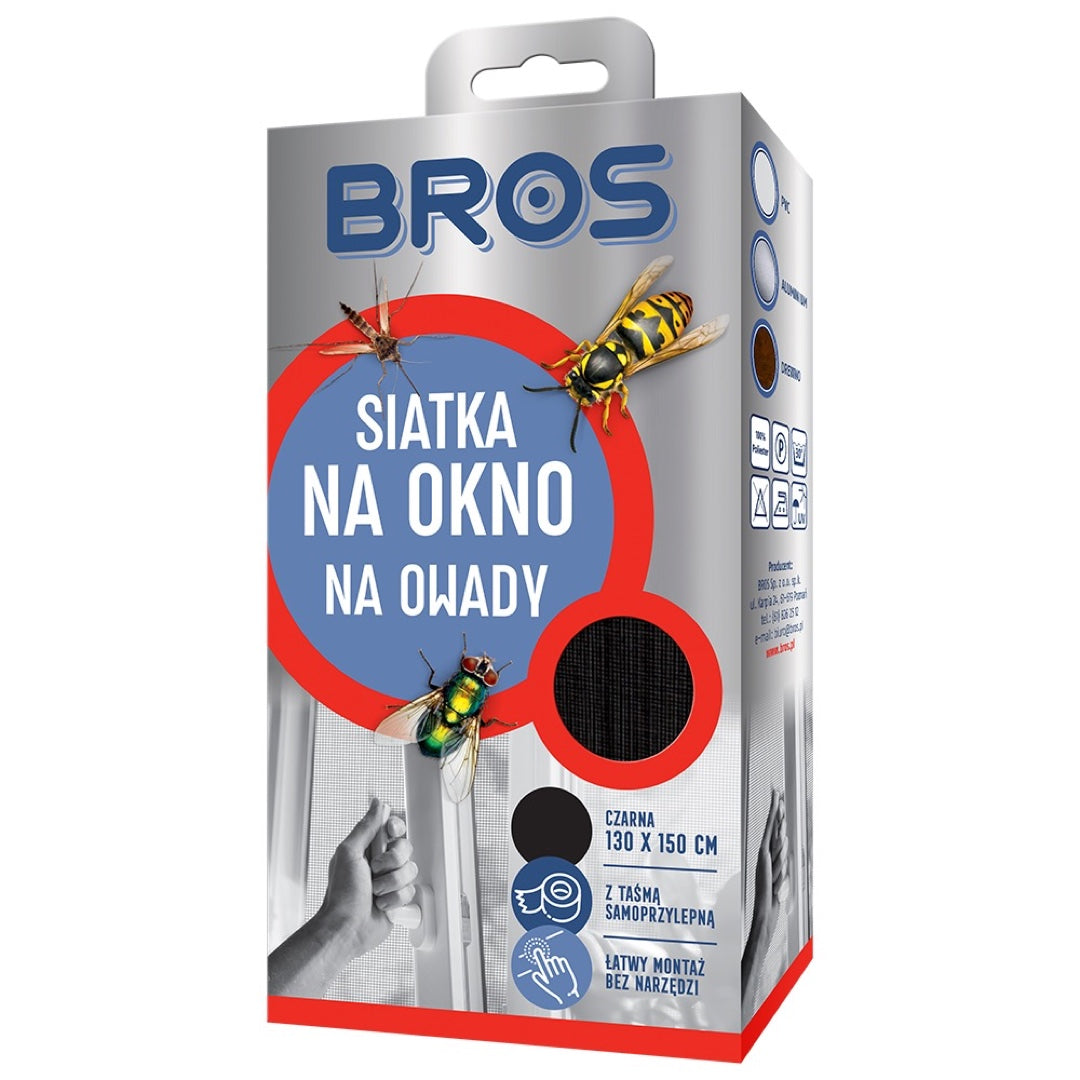 Opakowanie siatki na okno Bros czarnej 130 x 150 cm