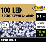 Opakowanie lampek LED Bulinex 100 diod z dodatkowym gniazdem, 9,9 m, zimny biały