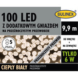 Opakowanie lampek LED Bulinex 100 diod, 9,9 m, ciepły biały, przezroczysty przewód