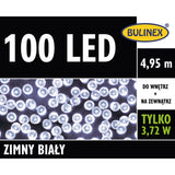 Opakowanie lampek LED Bulinex 100 diod, 4,95 m, zimny biały, do wnętrz i na zewnątrz