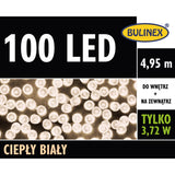 Opakowanie lampek LED Bulinex 100 diod, 4,95 m, ciepły biały, do wnętrz i na zewnątrz