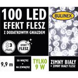 Opakowanie lampek LED Bulinex 100 diod z efektem flesz, 9,9 m, zimny biały z zimnym fleszem