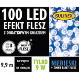 Opakowanie lampek LED Bulinex 100 diod z efektem flesz, 9,9 m, niebieski z zimnym fleszem