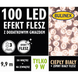 Opakowanie lampek LED Bulinex 100 diod z efektem flesz, 9,9 m, ciepły biały z zimnym fleszem