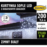 Opakowanie kurtynki LED Bulinex sople 200 diod, 9,6 m, zimny biały
