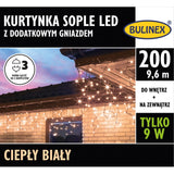 Opakowanie kurtynki LED Bulinex sople 200 diod, 9,6 m, ciepły biały