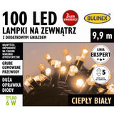 Opakowanie zewnętrznych lampek LED Bulinex 100 diod, 9,9 m, ciepły biały, Linia Ekspert