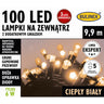 Opakowanie zewnętrznych lampek LED Bulinex 100 diod, 9,9 m, ciepły biały, Linia Ekspert