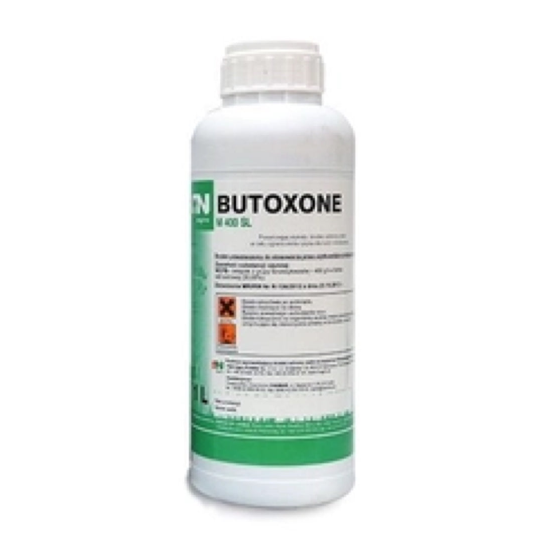 Butelka 1 l herbicydu Butoxone M 400 SL firmy Nufarm
