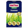Pudełko 1,5 kg nawozu Substral Osmocote 2w1 do trawnika na białym tle