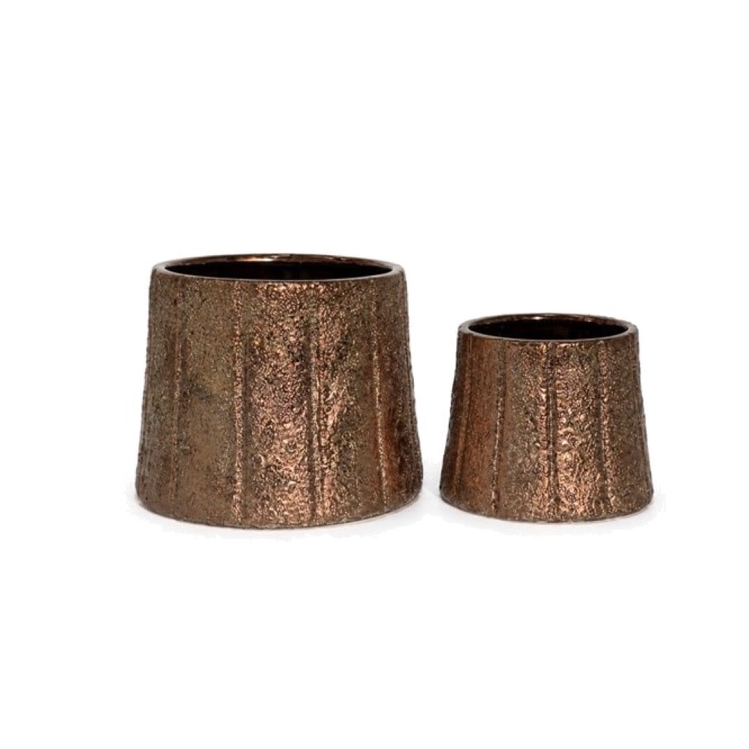 Dwie ceramiczne osłonki Echo CD23130 w kolorze nikiel, o miedzianym, chropowatym wykończeniu