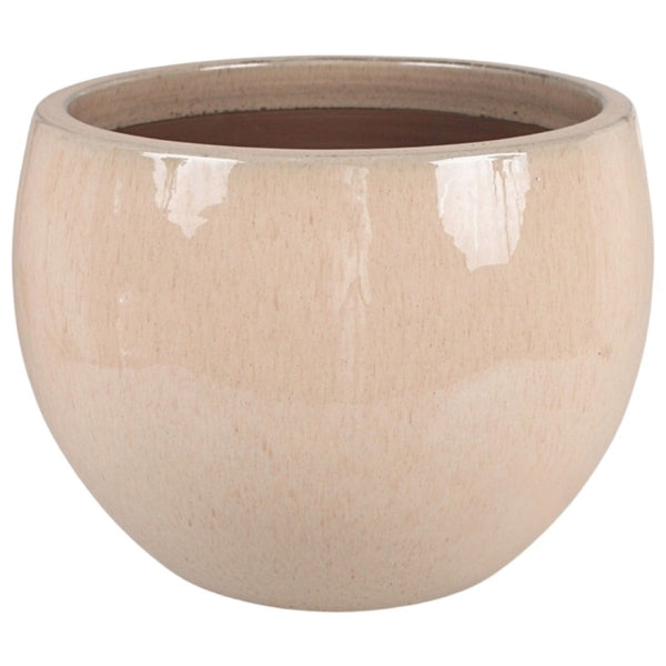 Ceramiczna donica szkliwiona Cermax 1561 w kolorze kremowym na białym tle