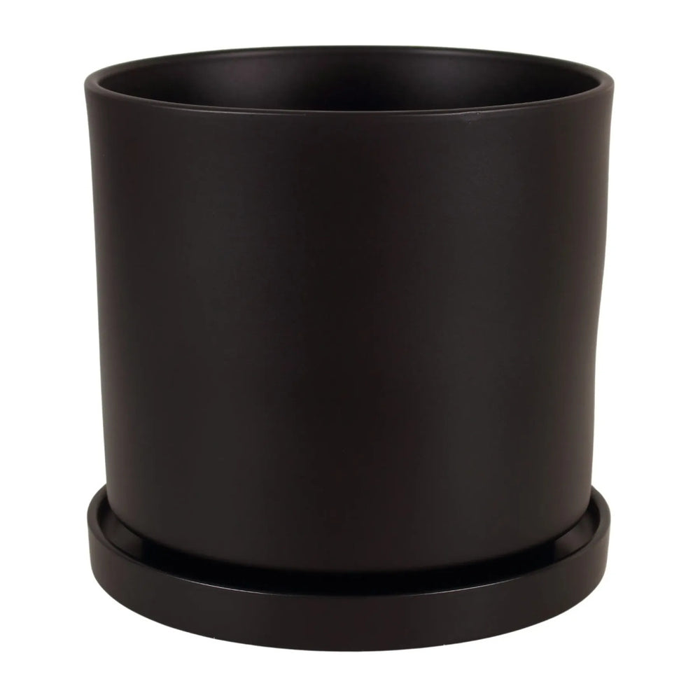 Doniczka ceramiczna Cylinder 974 z podstawką Cermax, czarna, rozmiar 17 cm